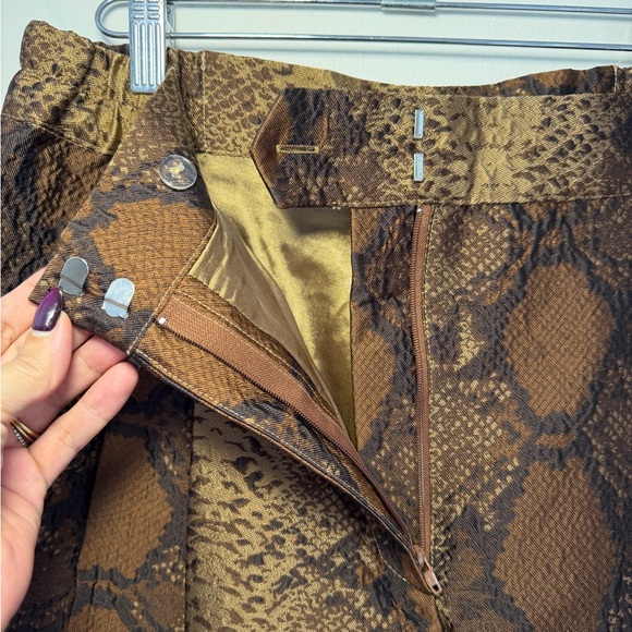 VIVIENNE HU for New York brown reptile print pleated barrel trouser pants 10 - Picture 7 of 7